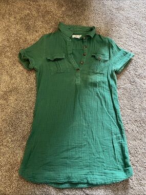 Vineyard Vines Margo Double Gauze Short Sleeve Shirt Kelly Dress Green Size 10